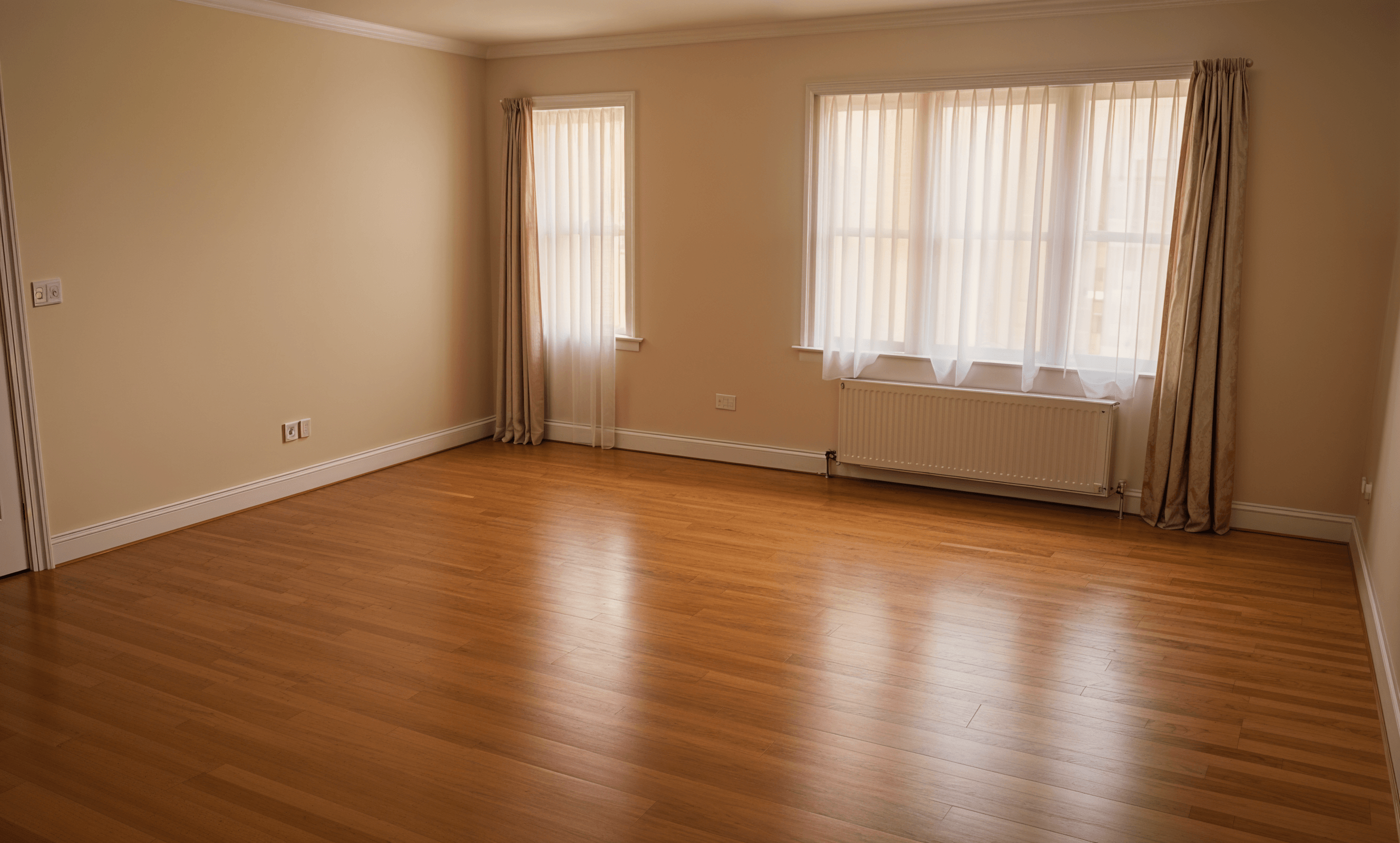 AFTER: Same room completely empty, showing clean walls and floors