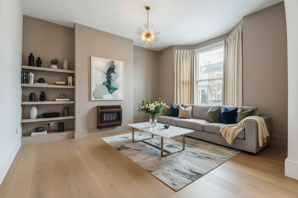 AFTER: On-trend palette, layered textures, warm lighting mood